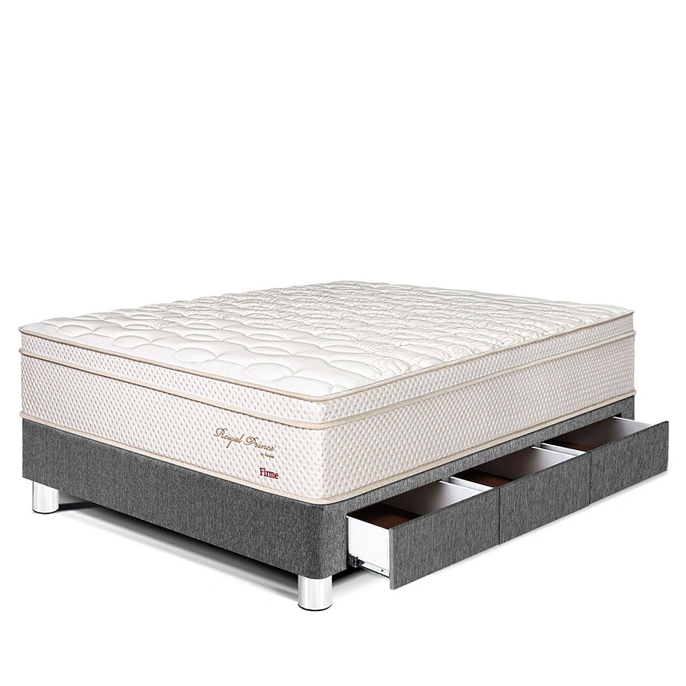 CAMA CON CAJONES PARAÍSO ROYAL PRINCE 1.5 PLAZAS GRIS + 1 ALMOHADA VISCOELÁSTICA - 1