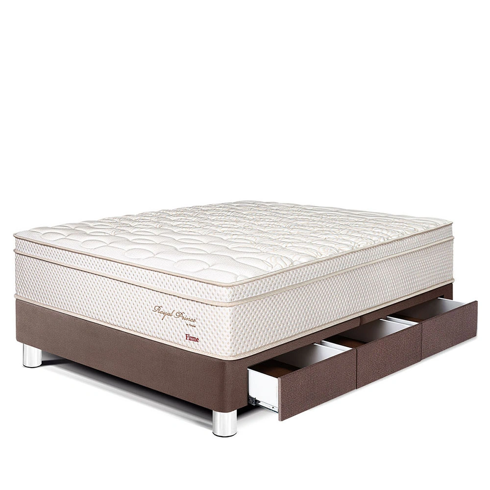 CAMA CON CAJONES PARAÍSO ROYAL PRINCE 1.5 PLAZAS CHOCOLATE + 1 ALMOHADA VISCOELÁSTICA - 1