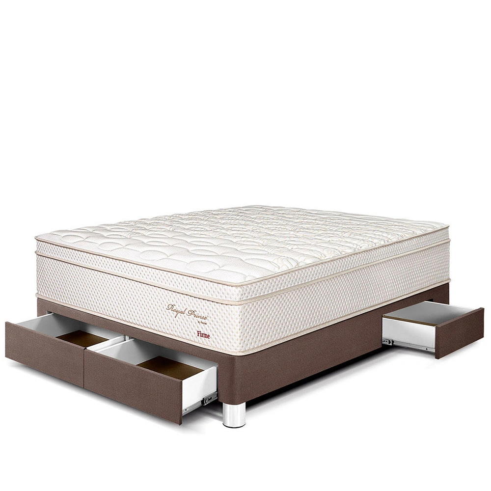 CAMA CON CAJONES PARAÍSO ROYAL PRINCE 2 PLAZAS CHOCOLATE + 2 ALMOHADAS VISCOELÁSTICAS - 1