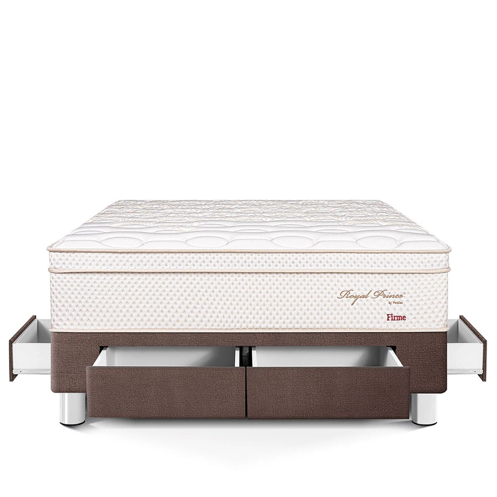 CAMA CON CAJONES PARAÍSO ROYAL PRINCE 2 PLAZAS CHOCOLATE + 2 ALMOHADAS VISCOELÁSTICAS - 3