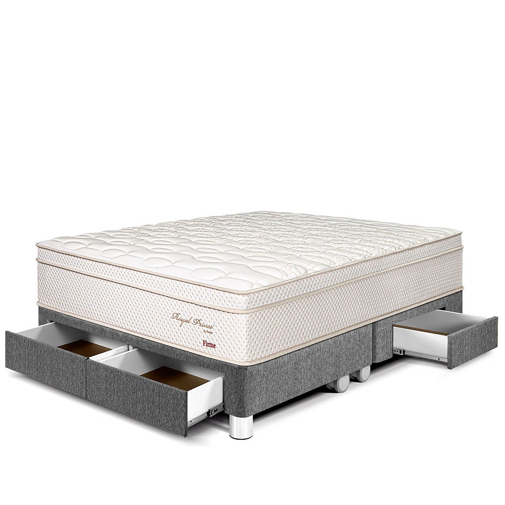 CAMA CON CAJONES PARAÍSO ROYAL PRINCE KING GRIS + 2 ALMOHADAS VISCOELÁSTICAS - 1