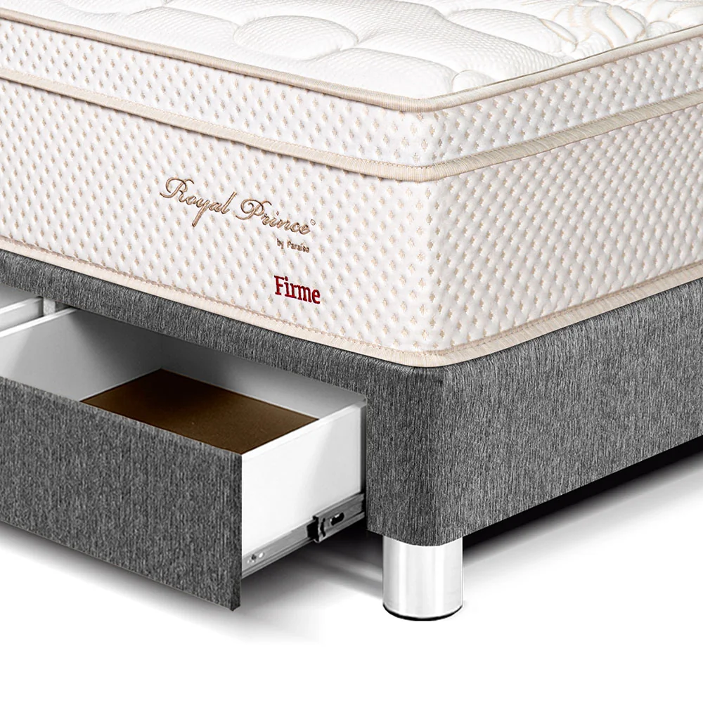 CAMA CON CAJONES PARAÍSO ROYAL PRINCE KING GRIS + 2 ALMOHADAS VISCOELÁSTICAS - 2
