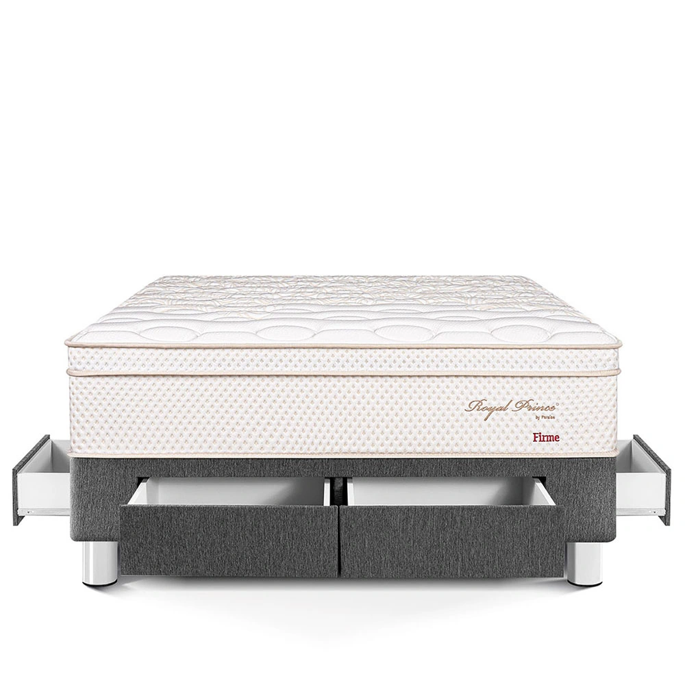 CAMA CON CAJONES PARAÍSO ROYAL PRINCE KING GRIS + 2 ALMOHADAS VISCOELÁSTICAS - 3