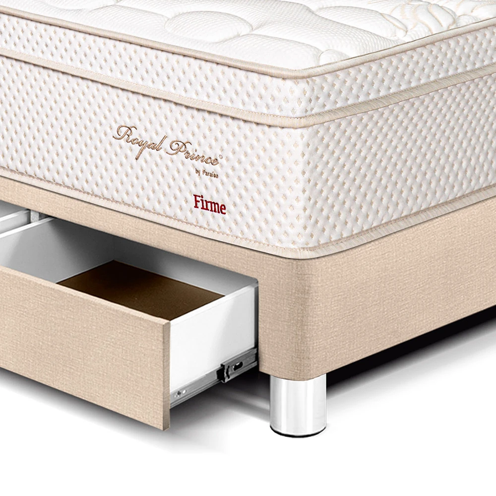 CAMA CON CAJONES PARAÍSO ROYAL PRINCE KING CHAMPAGNE + 2 ALMOHADAS VISCOELÁSTICAS - 2
