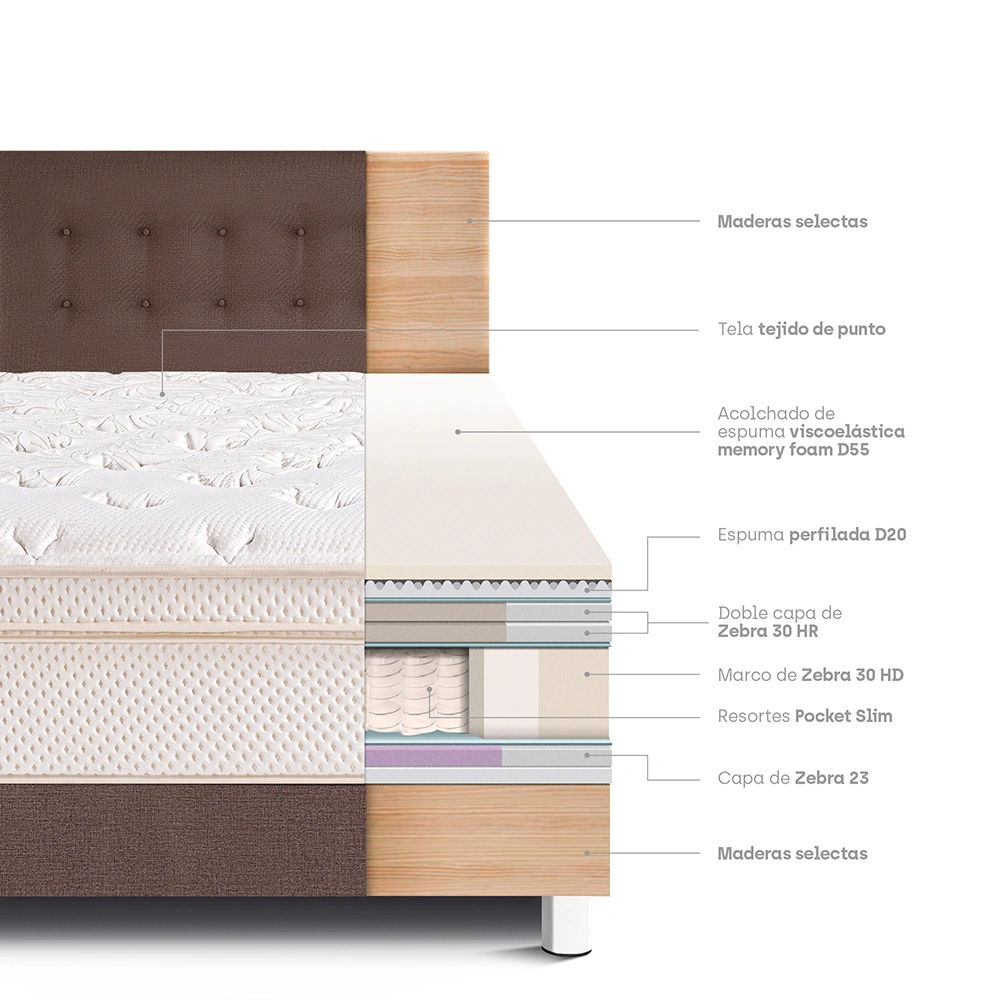 DORMITORIO PARAÍSO ROYAL CLOUD KING CHOCOLATE + 2 ALMOHADAS VISCOELÁSTICAS - 4