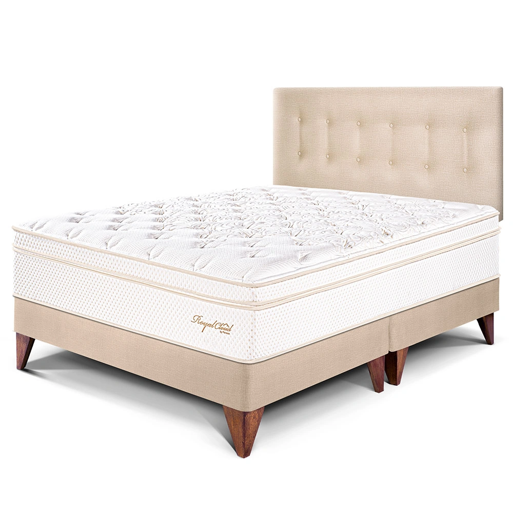 DORMITORIO EUROPEO PARAÍSO ROYAL CLOUD QUEEN CHAMPAGNE + 2 ALMOHADAS VISCOELÁSTICAS - 1