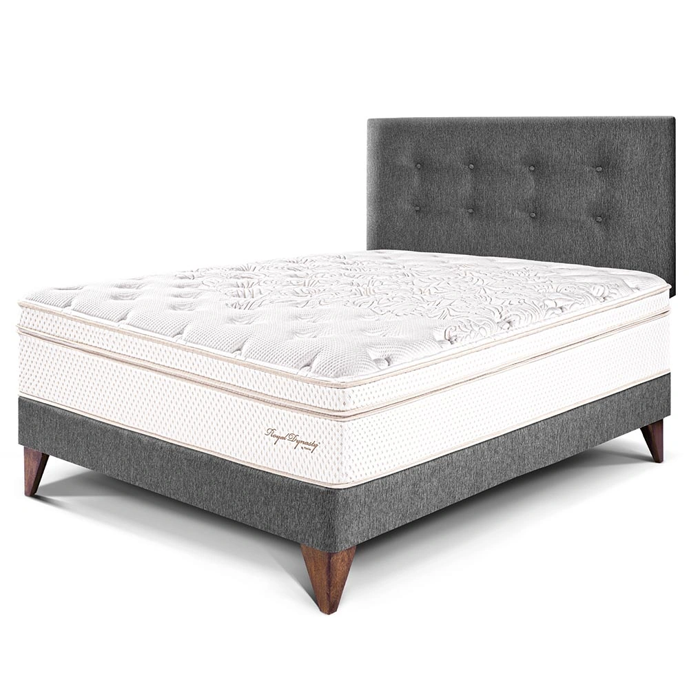 DORMITORIO EUROPEO PARAÍSO ROYAL DYNASTY 1.5 PLAZAS GRIS + 1 ALMOHADA VISCOELÁSTICA - 1