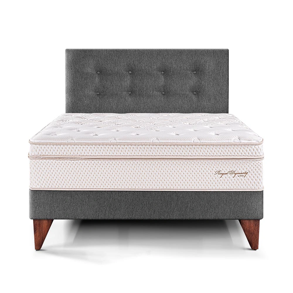 DORMITORIO EUROPEO PARAÍSO ROYAL DYNASTY 1.5 PLAZAS GRIS + 1 ALMOHADA VISCOELÁSTICA - 3