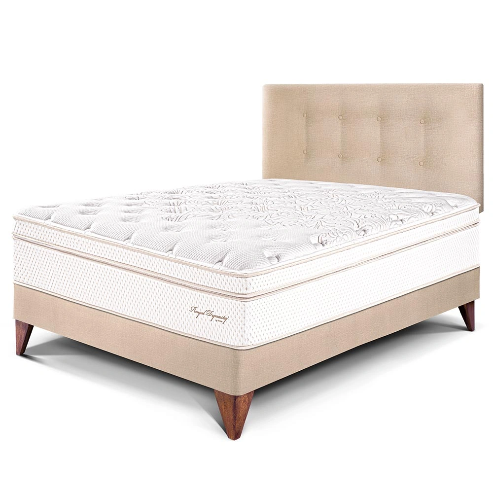 DORMITORIO EUROPEO PARAÍSO ROYAL DYNASTY 1.5 PLAZAS CHAMPAGNE + 1 ALMOHADA VISCOELÁSTICA - 1