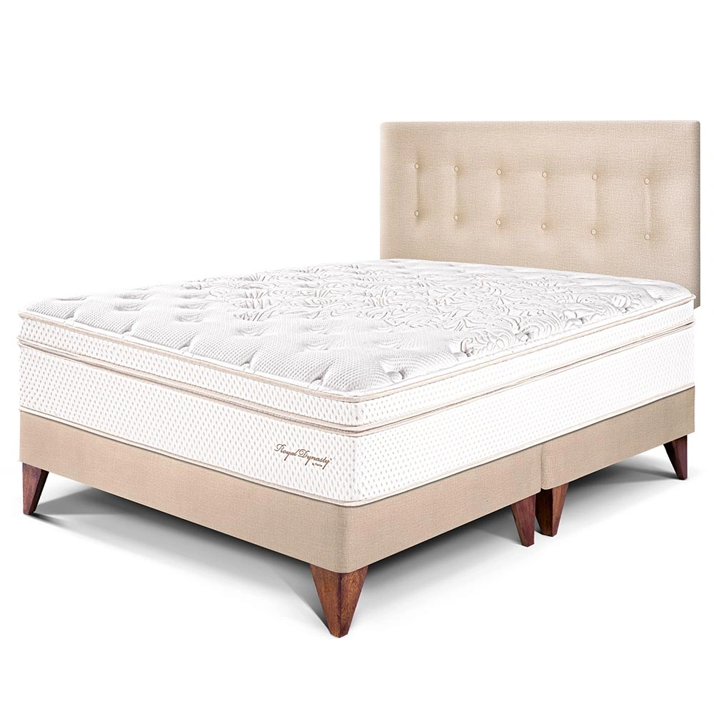DORMITORIO EUROPEO PARAÍSO ROYAL DYNASTY QUEEN CHAMPAGNE + 2 ALMOHADAS VISCOELÁSTICAS - 1