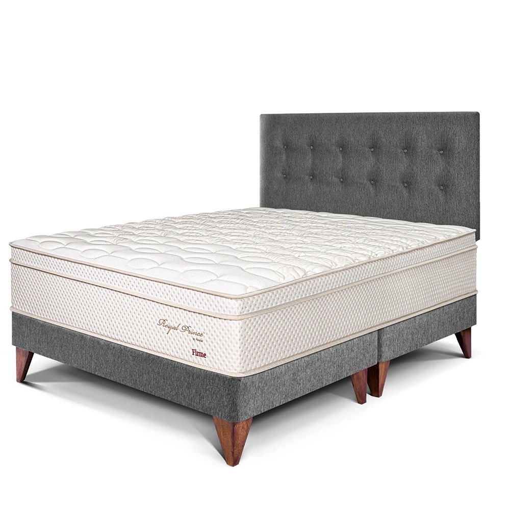DORMITORIO EUROPEO PARAÍSO ROYAL PRINCE QUEEN GRIS + 2 ALMOHADAS VISCOELÁSTICAS - 1