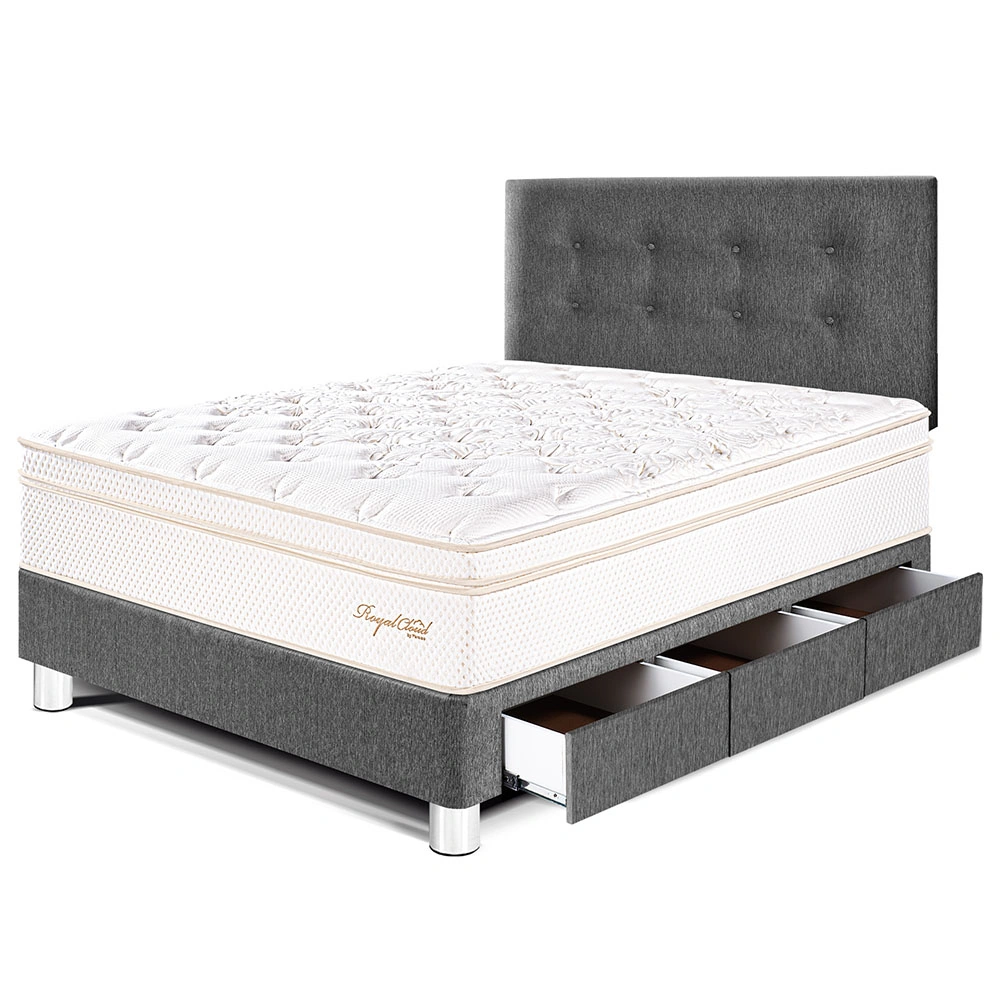 DORMITORIO CON CAJONES PARAÍSO ROYAL CLOUD 1.5 PLAZAS GRIS + 1 ALMOHADA VISCOELÁSTICA - 1