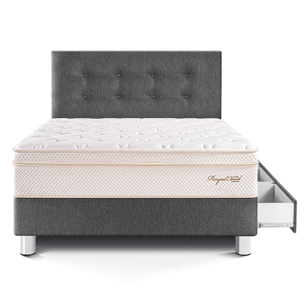 DORMITORIO CON CAJONES PARAÍSO ROYAL CLOUD 1.5 PLAZAS GRIS + 1 ALMOHADA VISCOELÁSTICA - 3