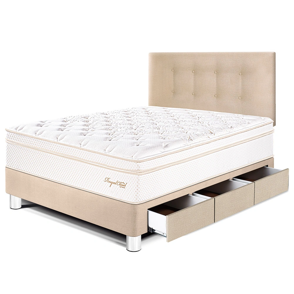 DORMITORIO CON CAJONES PARAÍSO ROYAL CLOUD 1.5 PLAZAS CHAMPAGNE + 1 ALMOHADA VISCOELÁSTICA - 1