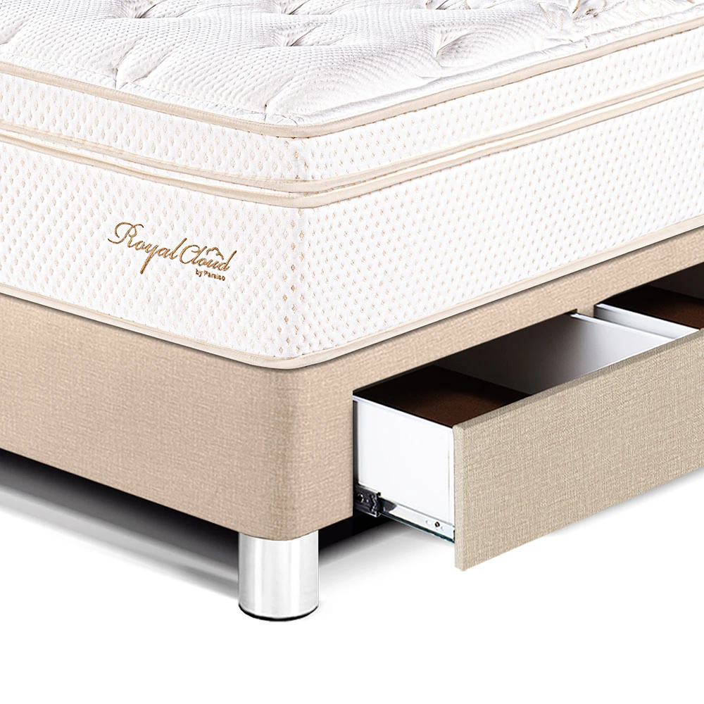 DORMITORIO CON CAJONES PARAÍSO ROYAL CLOUD 1.5 PLAZAS CHAMPAGNE + 1 ALMOHADA VISCOELÁSTICA - 2
