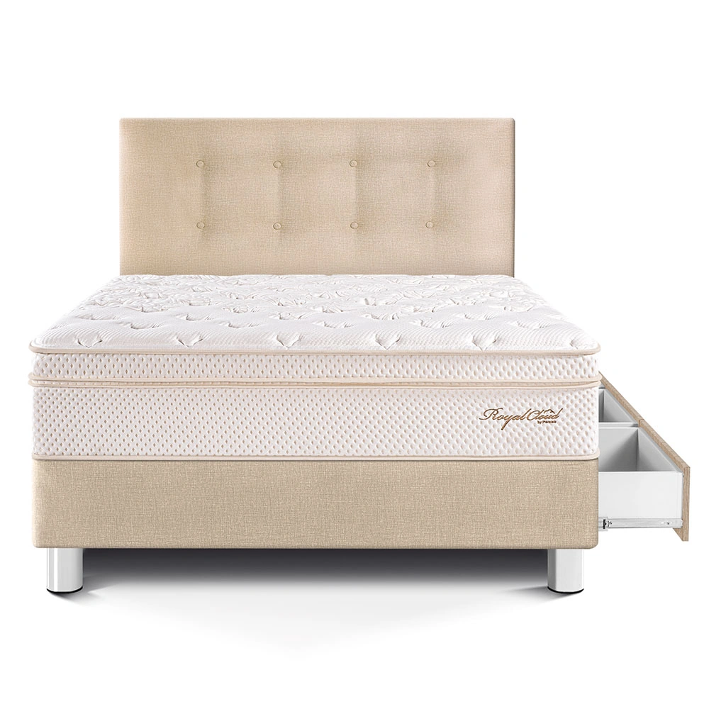 DORMITORIO CON CAJONES PARAÍSO ROYAL CLOUD 1.5 PLAZAS CHAMPAGNE + 1 ALMOHADA VISCOELÁSTICA - 3
