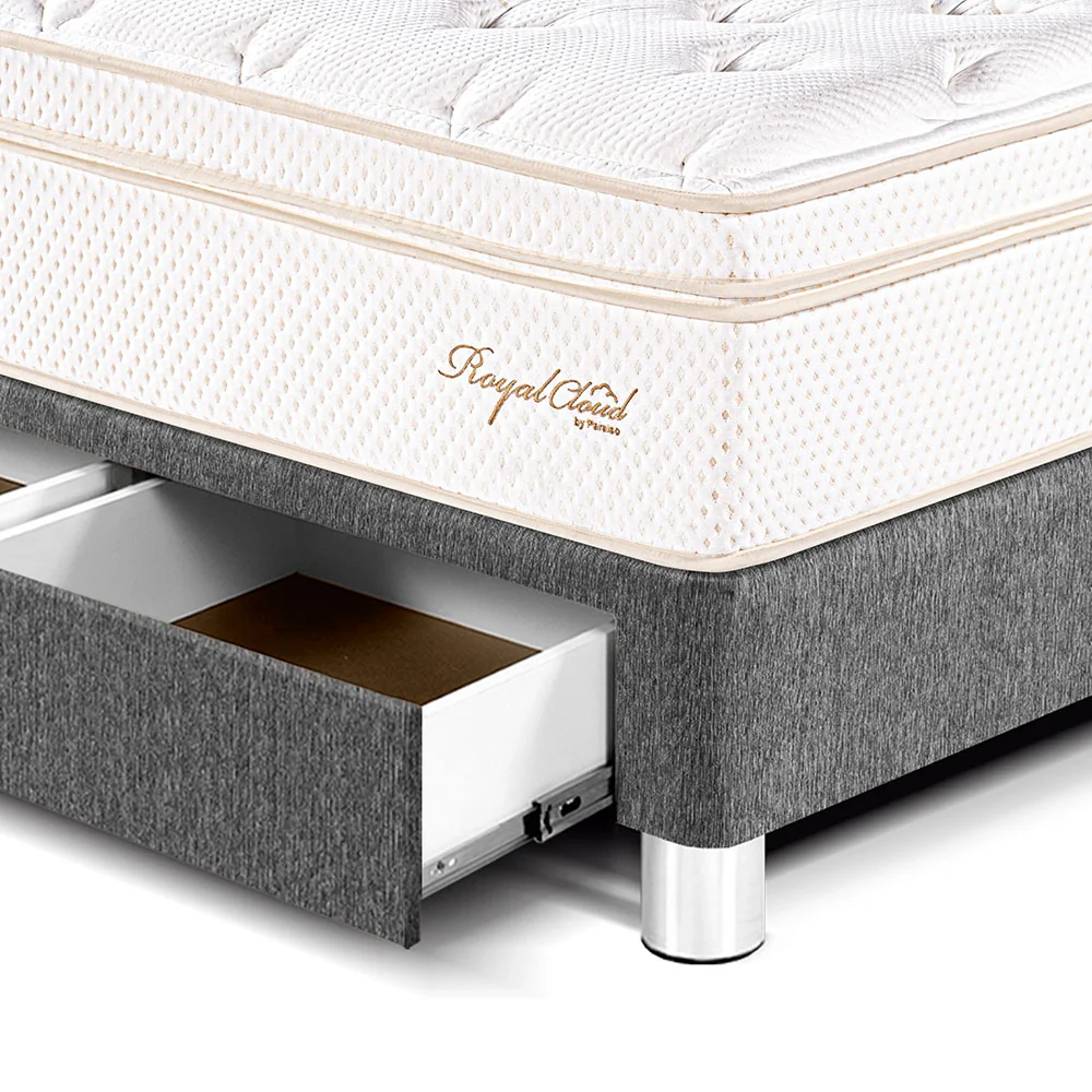 DORMITORIO CON CAJONES PARAÍSO ROYAL CLOUD 2 PLAZAS GRIS + ALMOHADAS VISCOELÁSTICAS - 2