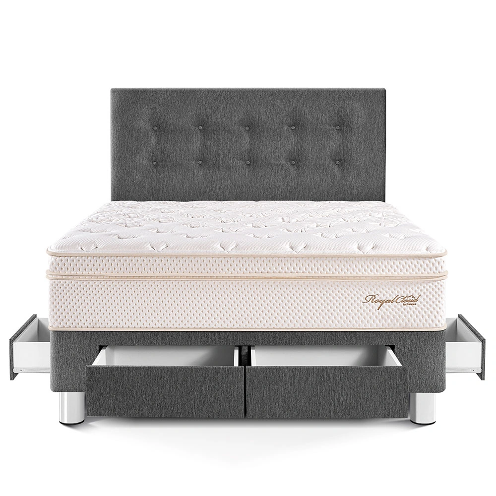 DORMITORIO CON CAJONES PARAÍSO ROYAL CLOUD 2 PLAZAS GRIS + ALMOHADAS VISCOELÁSTICAS - 3