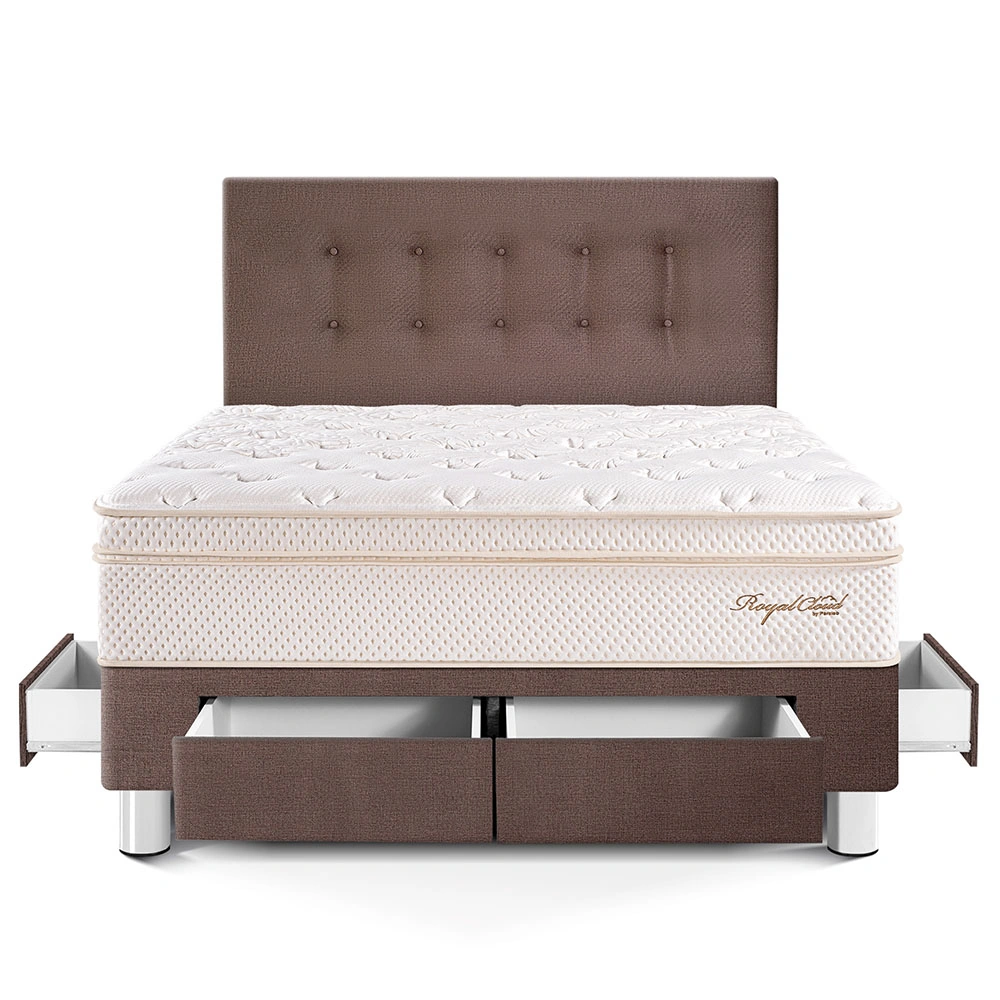 DORMITORIO CON CAJONES PARAÍSO ROYAL CLOUD 2 PLAZAS CHOCOLATE + 2 ALMOHADAS VISCOELÁSTICAS - 3