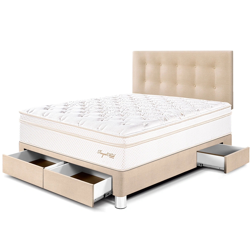 DORMITORIO CON CAJONES PARAÍSO ROYAL CLOUD 2 PLAZAS CHAMPAGNE + 2 ALMOHADAS VISCOELÁSTICAS - 1