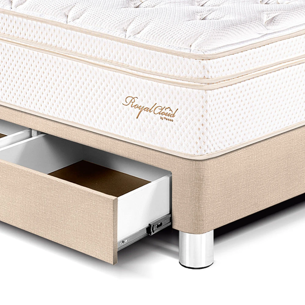 DORMITORIO CON CAJONES PARAÍSO ROYAL CLOUD 2 PLAZAS CHAMPAGNE + 2 ALMOHADAS VISCOELÁSTICAS - 2