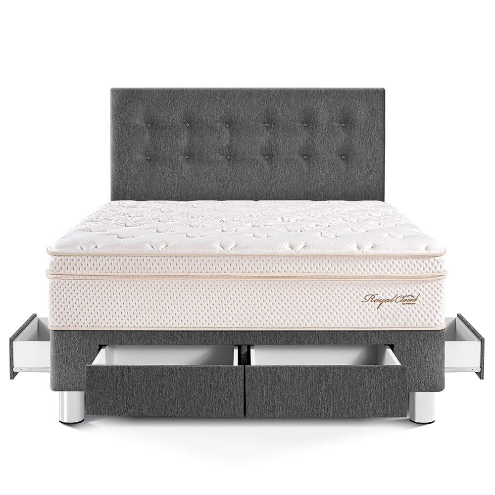 DORMITORIO CON CAJONES PARAÍSO ROYAL CLOUD QUEEN GRIS + 2 ALMOHADAS VISCOELÁSTICAS - 3