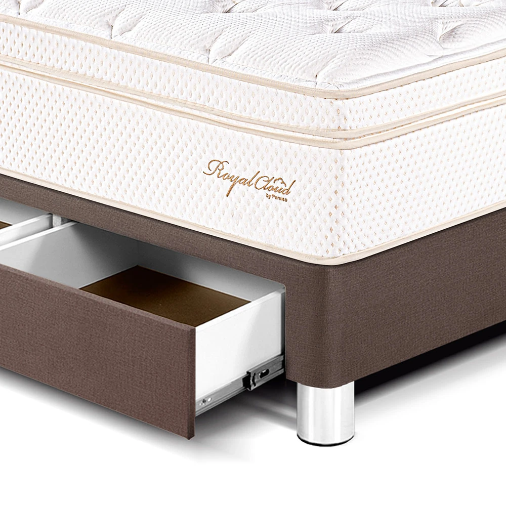 DORMITORIO CON CAJONES PARAÍSO ROYAL CLOUD QUEEN CHOCOLATE + 2 ALMOHADAS VISCOELÁSTICAS - 2