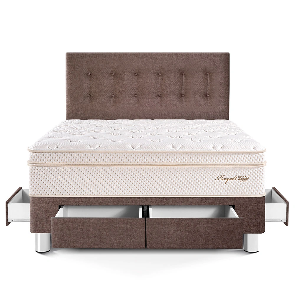 DORMITORIO CON CAJONES PARAÍSO ROYAL CLOUD QUEEN CHOCOLATE + 2 ALMOHADAS VISCOELÁSTICAS - 3