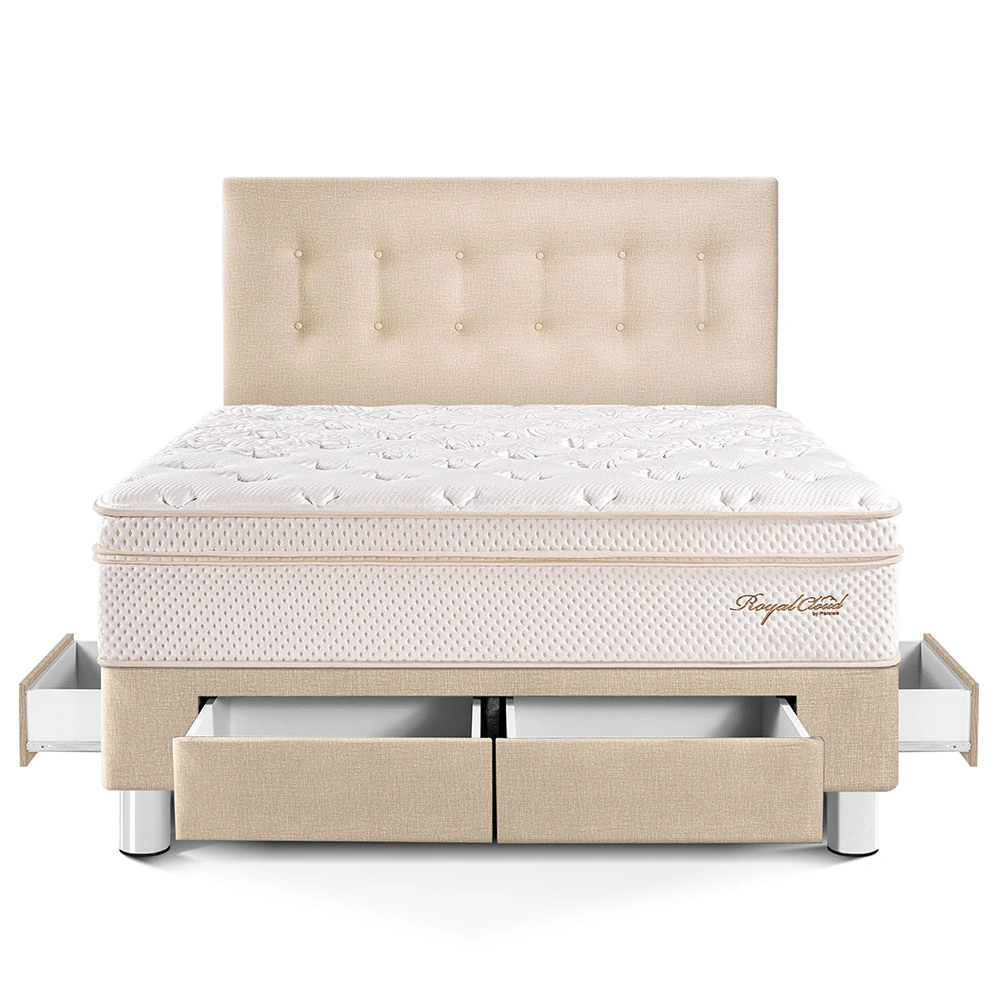 DORMITORIO CON CAJONES PARAÍSO ROYAL CLOUD QUEEN CHAMPAGNE + 2 ALMOHADAS VISCOELÁSTICAS - 3