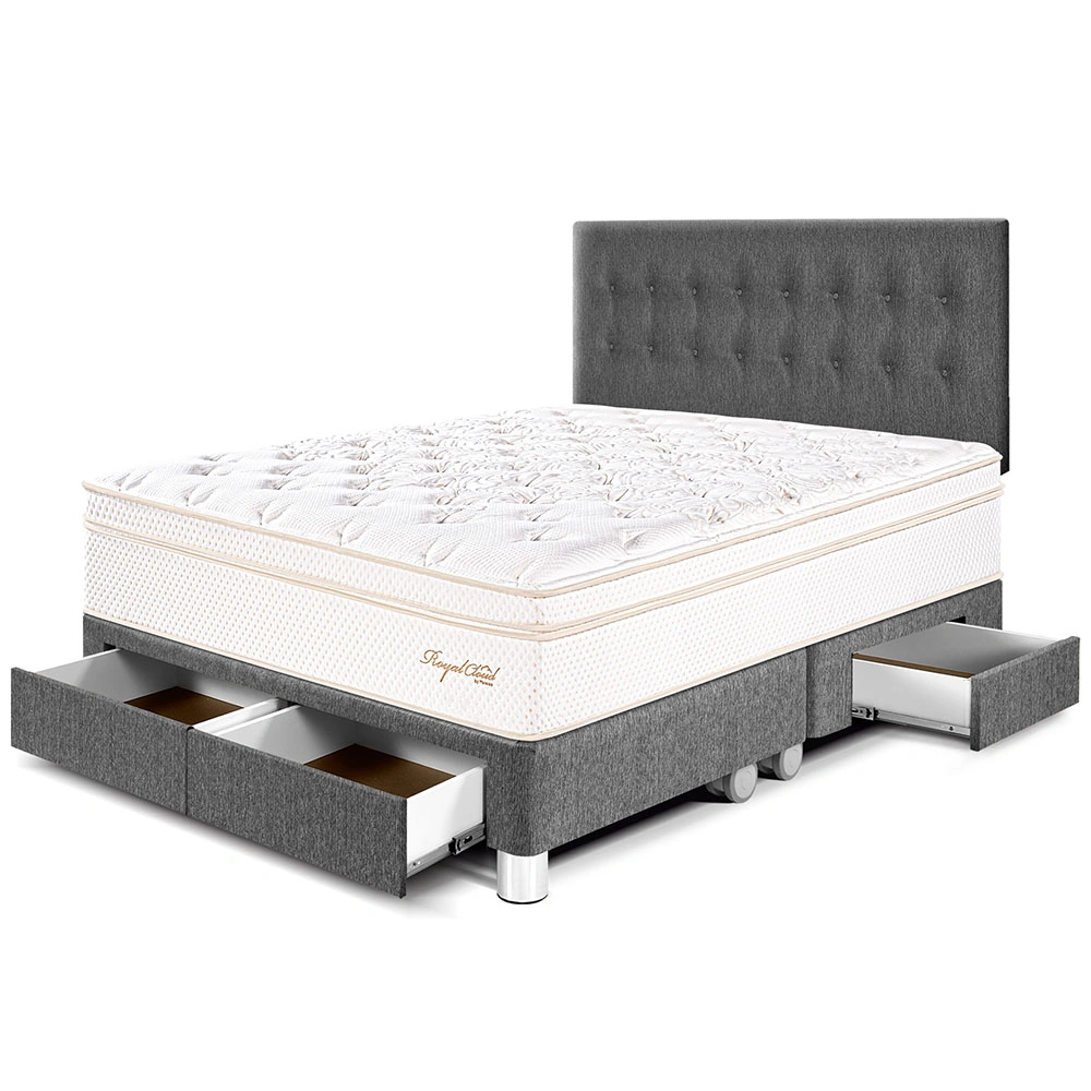 DORMITORIO CON CAJONES PARAÍSO ROYAL CLOUD KING GRIS + 2 ALMOHADAS VISCOELÁSTICAS - 1