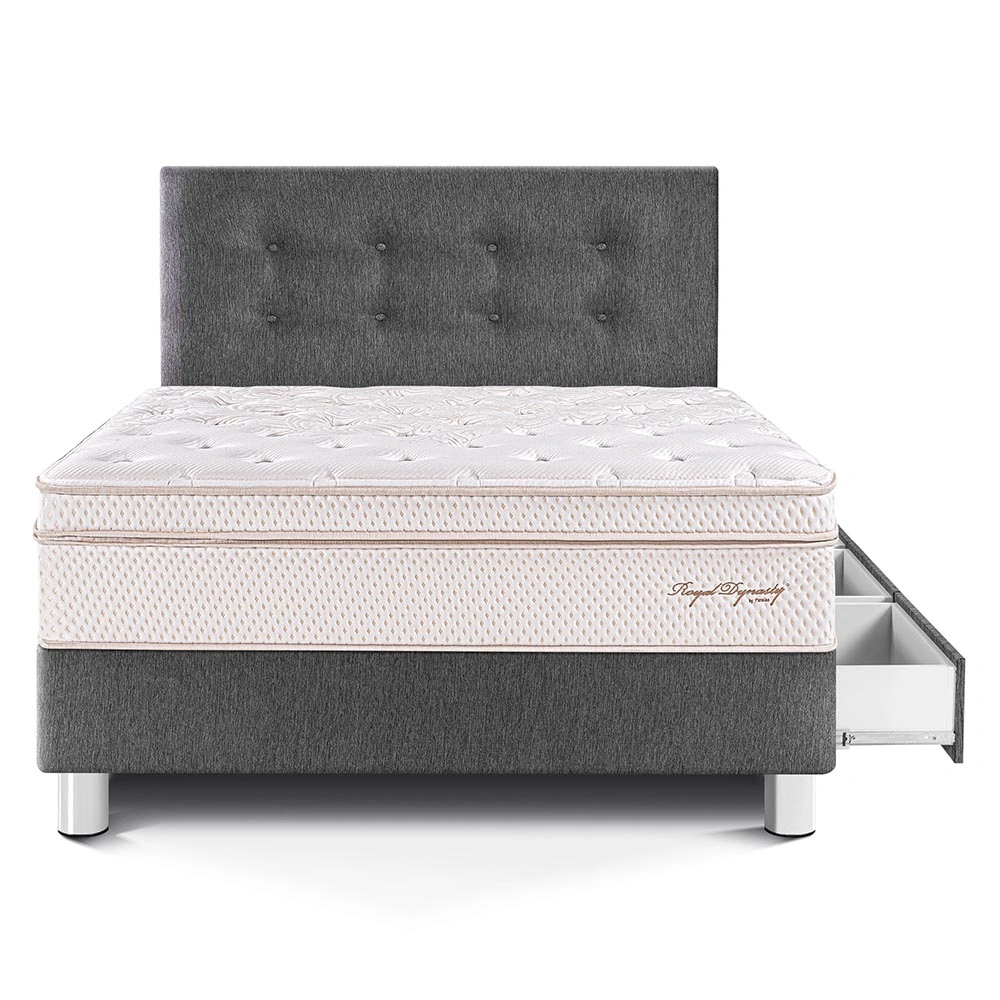 DORMITORIO CON CAJONES PARAÍSO ROYAL DYNASTY 1.5 PLAZAS GRIS + 1 ALMOHADA VISCOELÁSTICA - 3