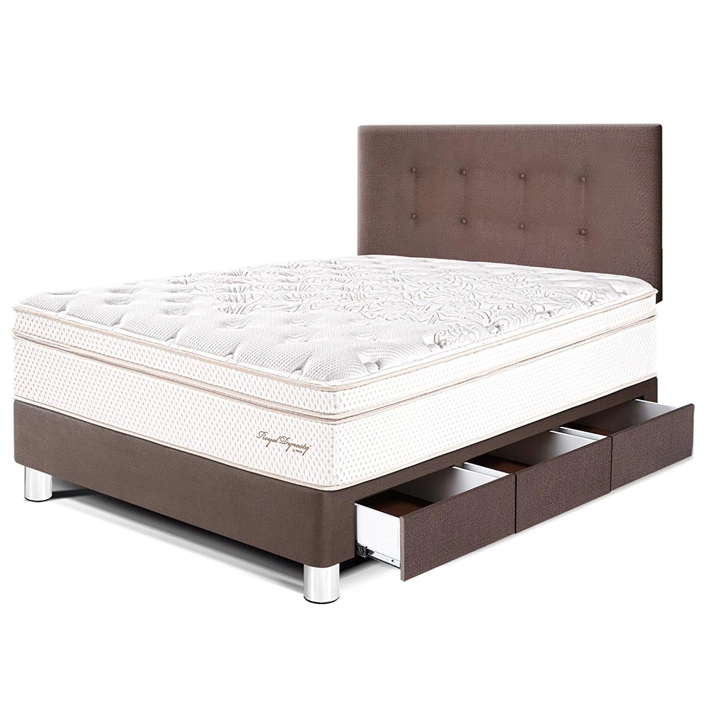 DORMITORIO CON CAJONES PARAÍSO ROYAL DYNASTY 1.5 PLAZAS CHOCOLATE + 1 ALMOHADA VISCOELÁSTICA - 1
