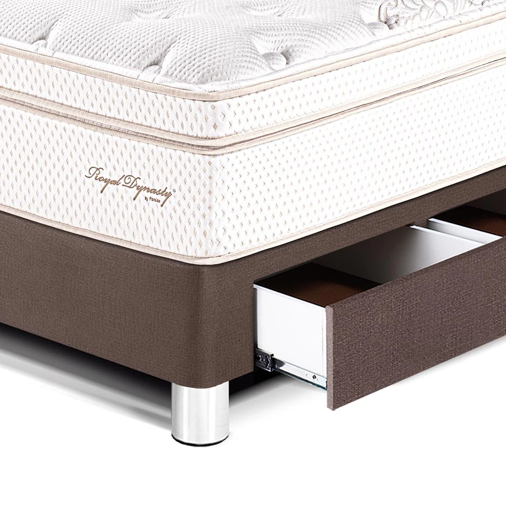 DORMITORIO CON CAJONES PARAÍSO ROYAL DYNASTY 1.5 PLAZAS CHOCOLATE + 1 ALMOHADA VISCOELÁSTICA - 2