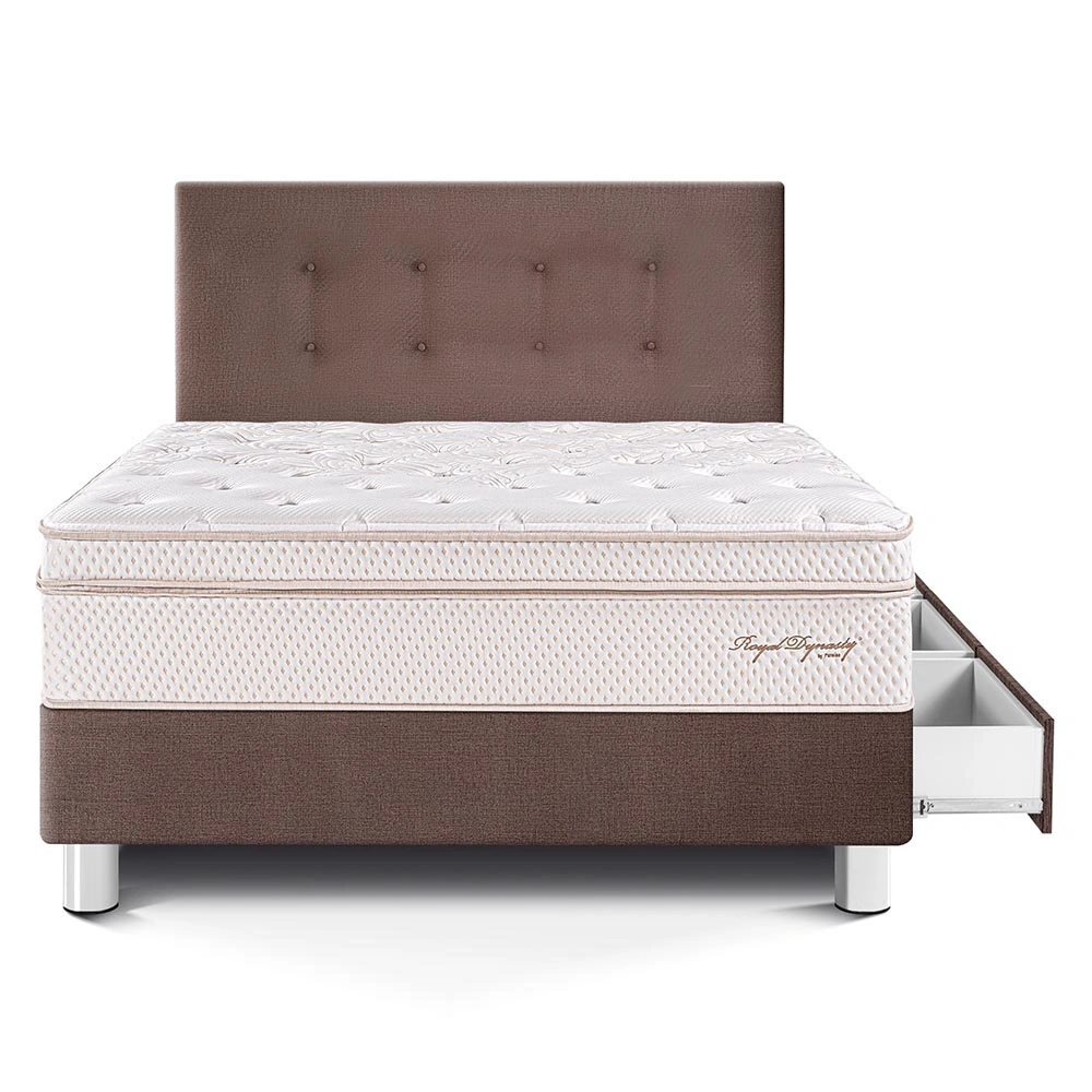 DORMITORIO CON CAJONES PARAÍSO ROYAL DYNASTY 1.5 PLAZAS CHOCOLATE + 1 ALMOHADA VISCOELÁSTICA - 3