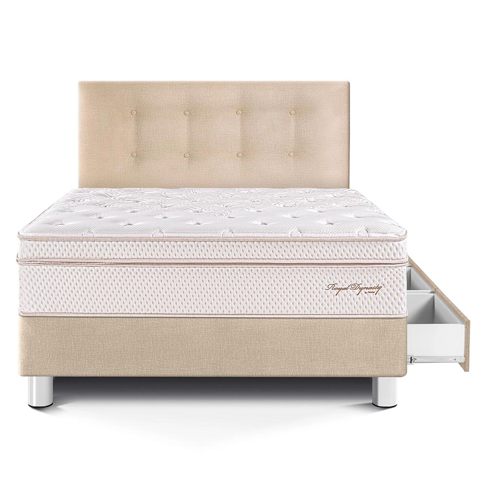 DORMITORIO CON CAJONES PARAÍSO ROYAL DYNASTY 1.5 PLAZAS CHAMPAGNE + 1 ALMOHADA VISCOELÁSTICA - 3