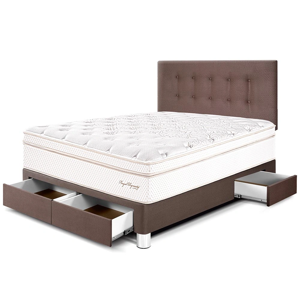 DORMITORIO CON CAJONES PARAÍSO ROYAL DYNASTY 2 PLAZAS CHOCOLATE + 2 ALMOHADAS VISCOELÁSTICAS - 1