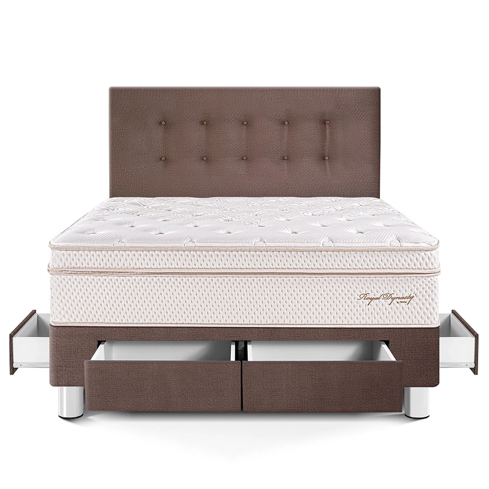 DORMITORIO CON CAJONES PARAÍSO ROYAL DYNASTY 2 PLAZAS CHOCOLATE + 2 ALMOHADAS VISCOELÁSTICAS - 3