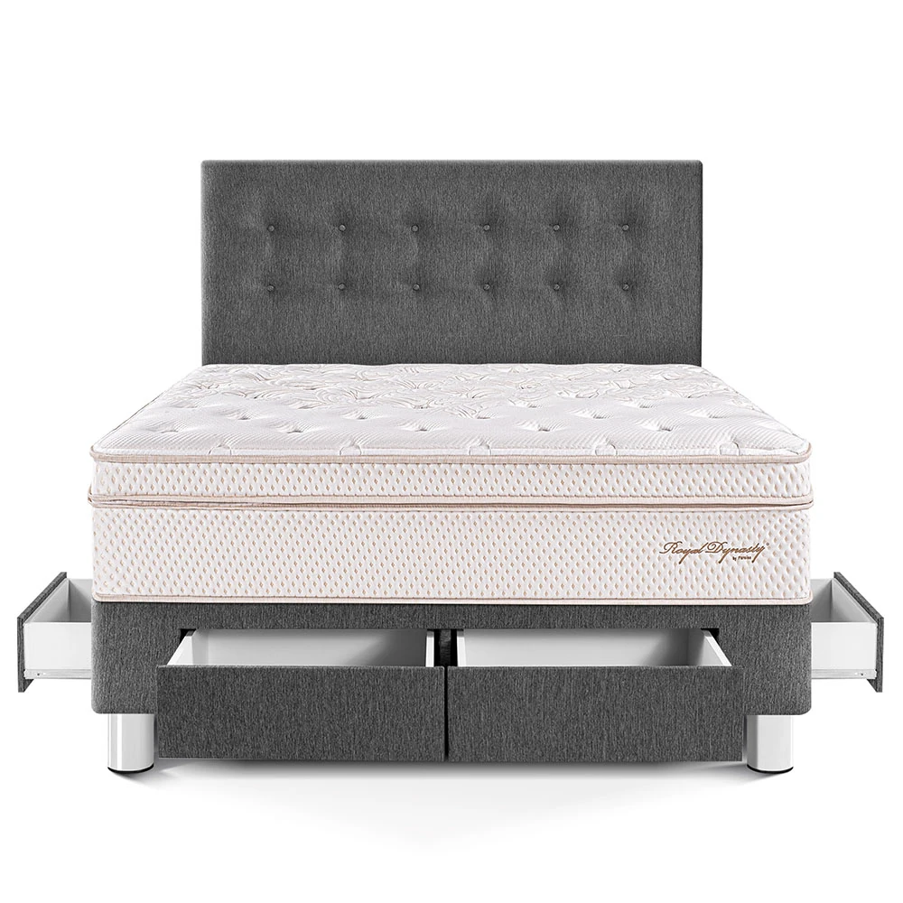 DORMITORIO CON CAJONES PARAÍSO ROYAL DYNASTY QUEEN GRIS + 2 ALMOHADAS VISCOELÁSTICAS - 3