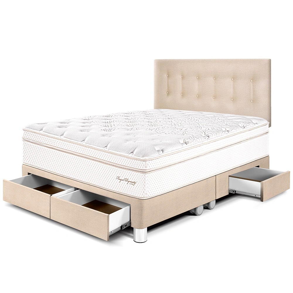 DORMITORIO CON CAJONES PARAÍSO ROYAL DYNASTY QUEEN CHAMPAGNE + 2 ALMOHADAS VISCOELÁSTICAS - 1