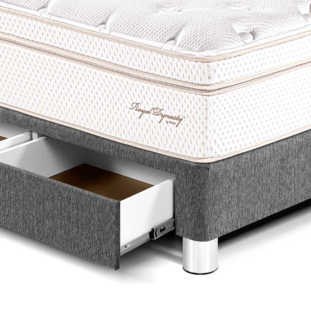 DORMITORIO CON CAJONES PARAÍSO ROYAL DYNASTY KING GRIS + 2 ALMOHADAS VISCOELÁSTICAS - 2