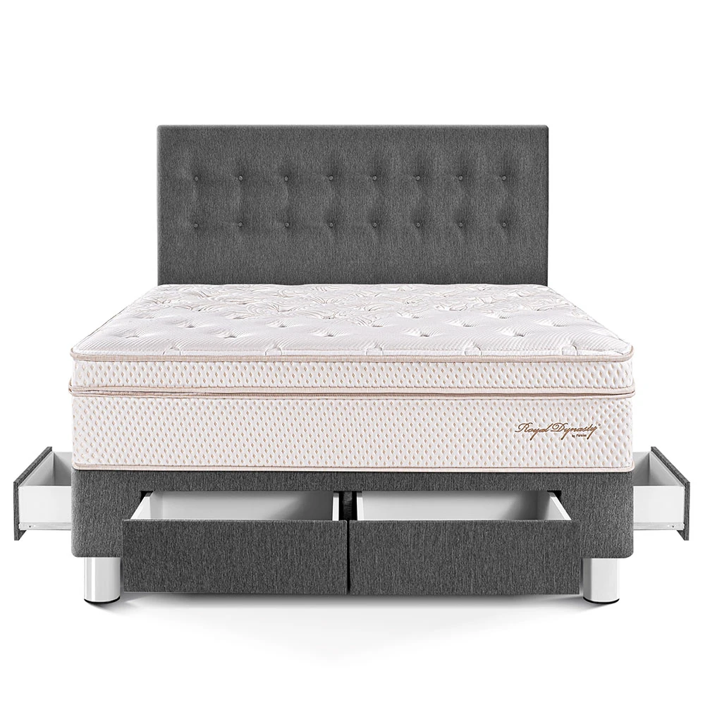 DORMITORIO CON CAJONES PARAÍSO ROYAL DYNASTY KING GRIS + 2 ALMOHADAS VISCOELÁSTICAS - 3