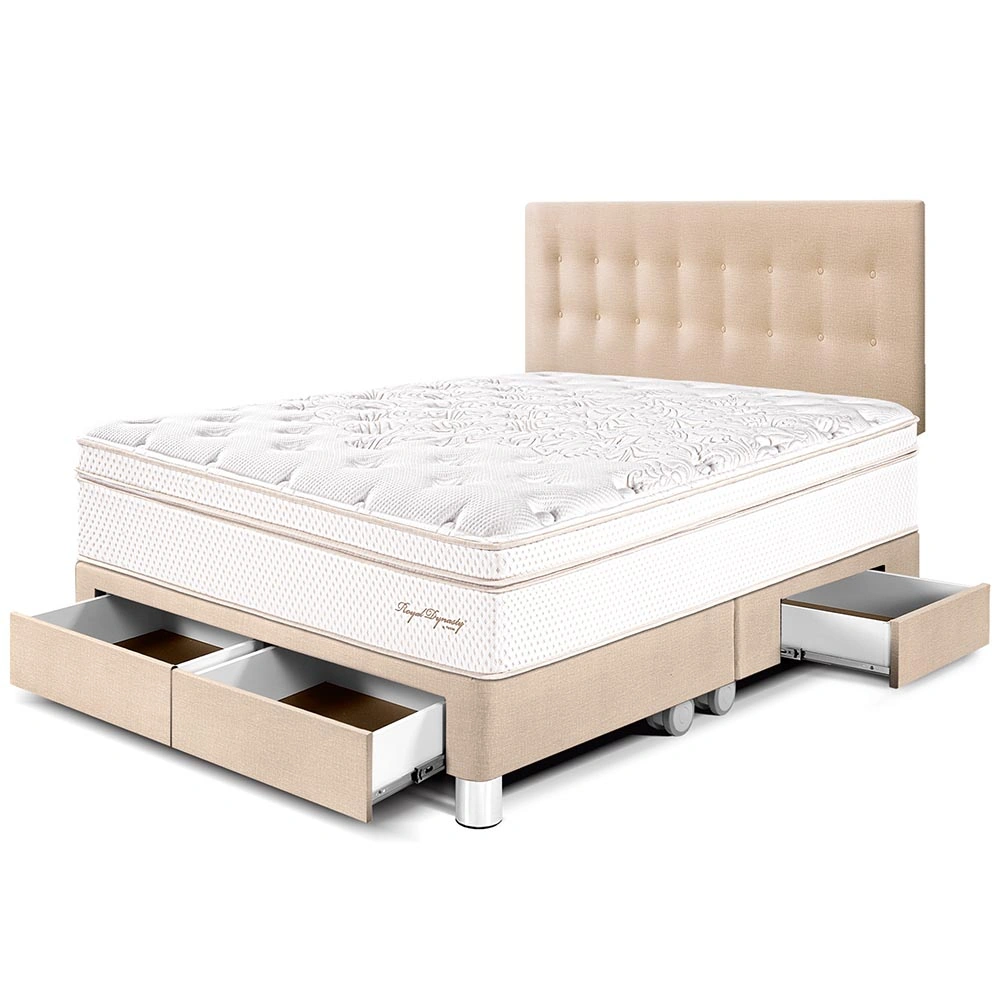 DORMITORIO CON CAJONES PARAÍSO ROYAL DYNASTY KING CHAMPAGNE + 2 ALMOHADAS VISCOELÁSTICAS - 1