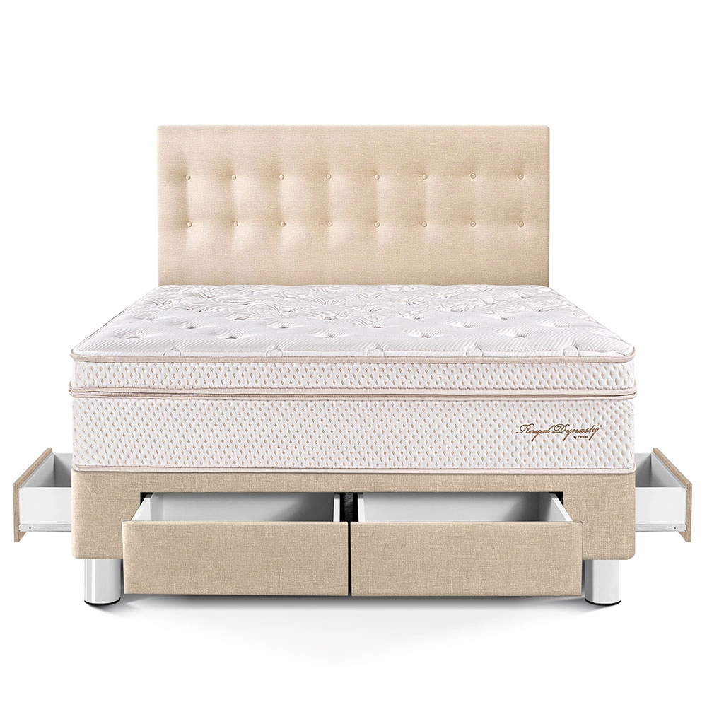 DORMITORIO CON CAJONES PARAÍSO ROYAL DYNASTY KING CHAMPAGNE + 2 ALMOHADAS VISCOELÁSTICAS - 3