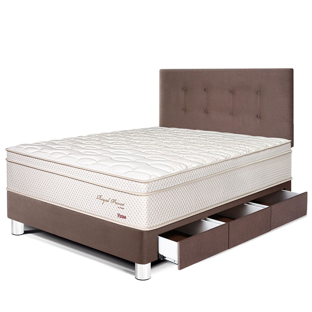 DORMITORIO CON CAJONES PARAÍSO ROYAL PRINCE 1.5 PLAZAS CHOCOLATE + 1 ALMOHADA VISCOELÁSTICA - 1