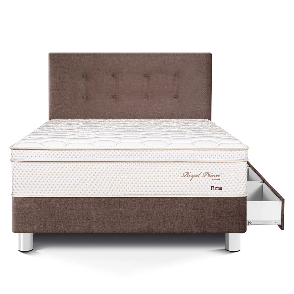 DORMITORIO CON CAJONES PARAÍSO ROYAL PRINCE 1.5 PLAZAS CHOCOLATE + 1 ALMOHADA VISCOELÁSTICA - 3