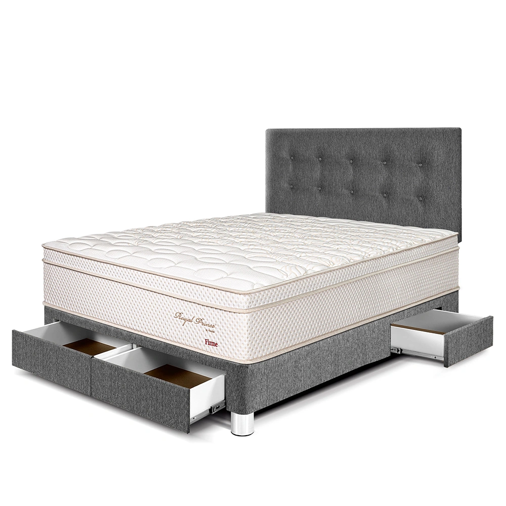 DORMITORIO CON CAJONES PARAÍSO ROYAL PRINCE 2 PLAZAS GRIS + 2 ALMOHADAS VISCOELÁSTICAS - 1