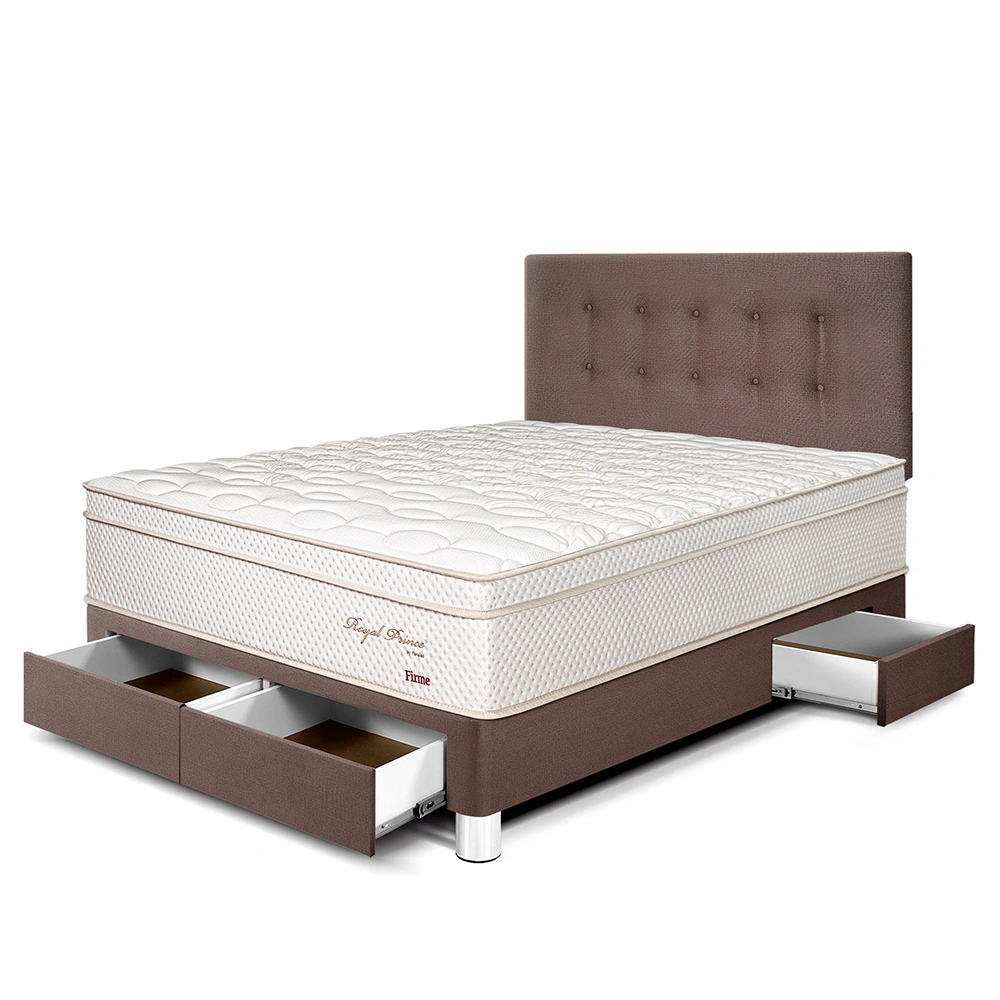 DORMITORIO CON CAJONES PARAÍSO ROYAL PRINCE 2 PLAZAS CHOCOLATE + 2 ALMOHADAS VISCOELÁSTICAS - 1