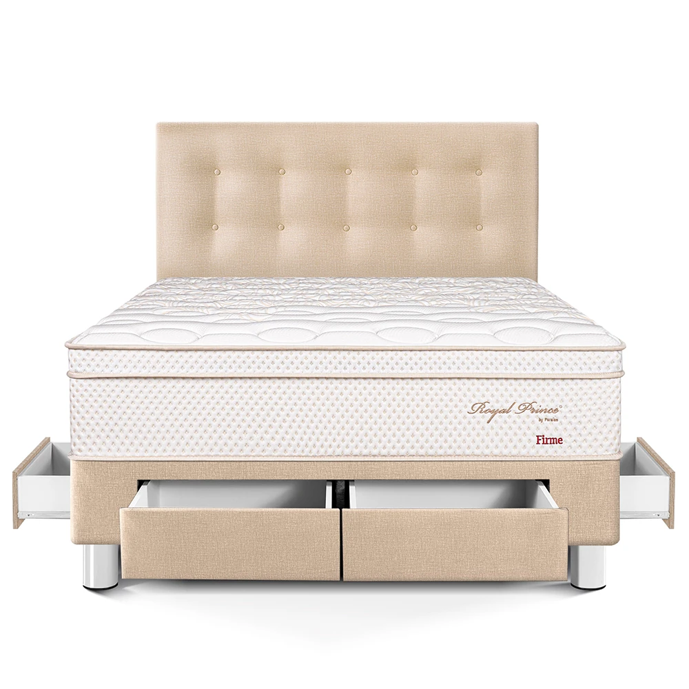 DORMITORIO CON CAJONES PARAÍSO ROYAL PRINCE 2 PLAZAS CHAMPAGNE + 2 ALMOHADAS VISCOELÁSTICAS - 3