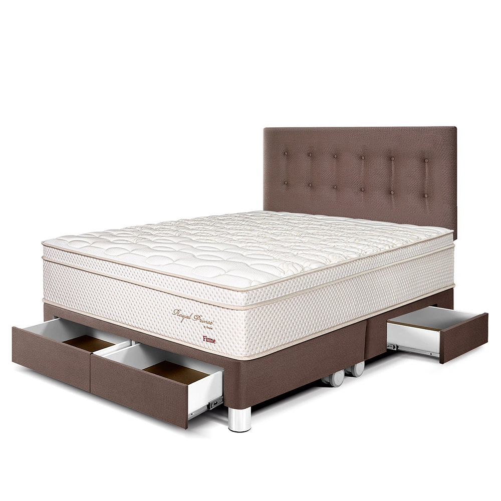 DORMITORIO CON CAJONES PARAÍSO ROYAL PRINCE QUEEN CHOCOLATE + 2 ALMOHADAS VISCOELÁSTICAS - 1