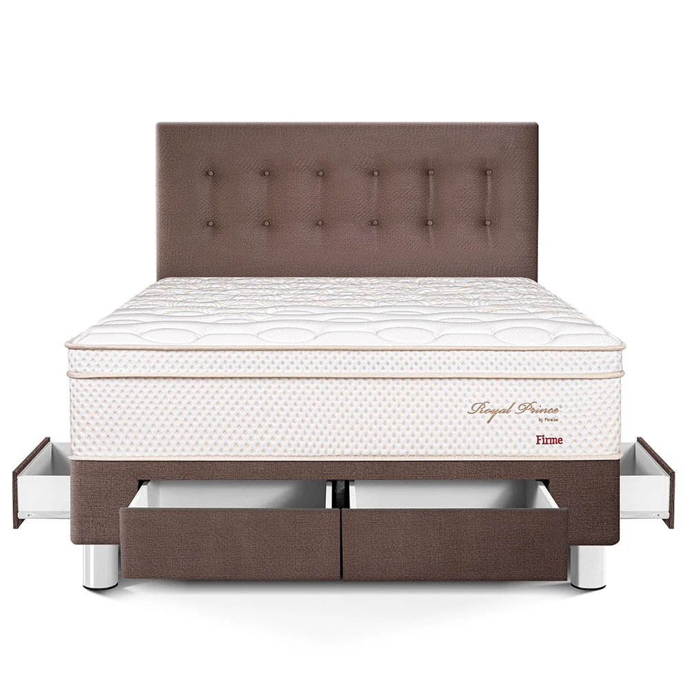 DORMITORIO CON CAJONES PARAÍSO ROYAL PRINCE QUEEN CHOCOLATE + 2 ALMOHADAS VISCOELÁSTICAS - 3